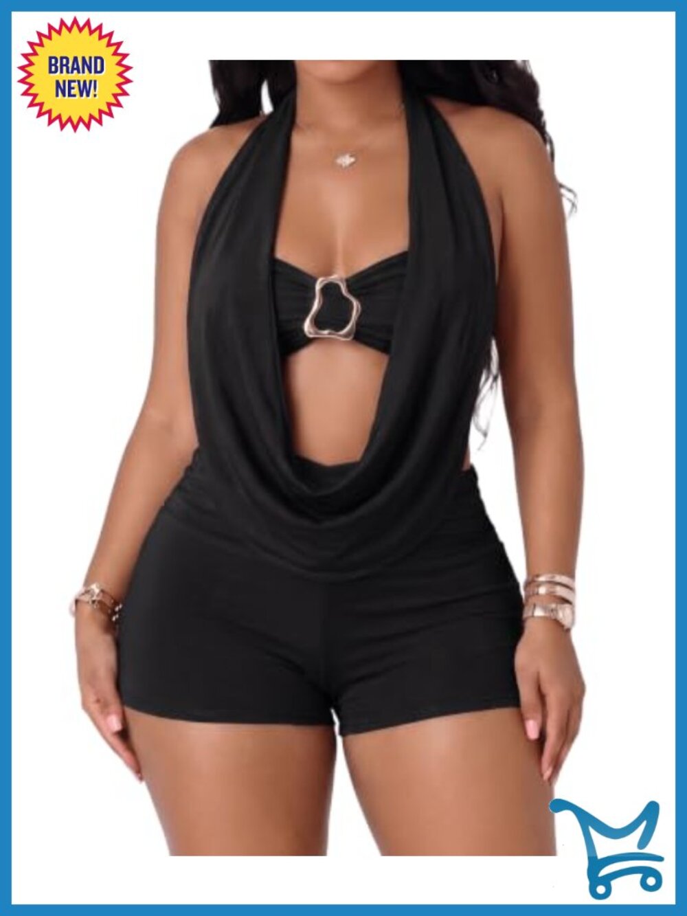 Sexy 2 Piece Halter Top and Shorts Set Sleeveless Backless Club Outfit